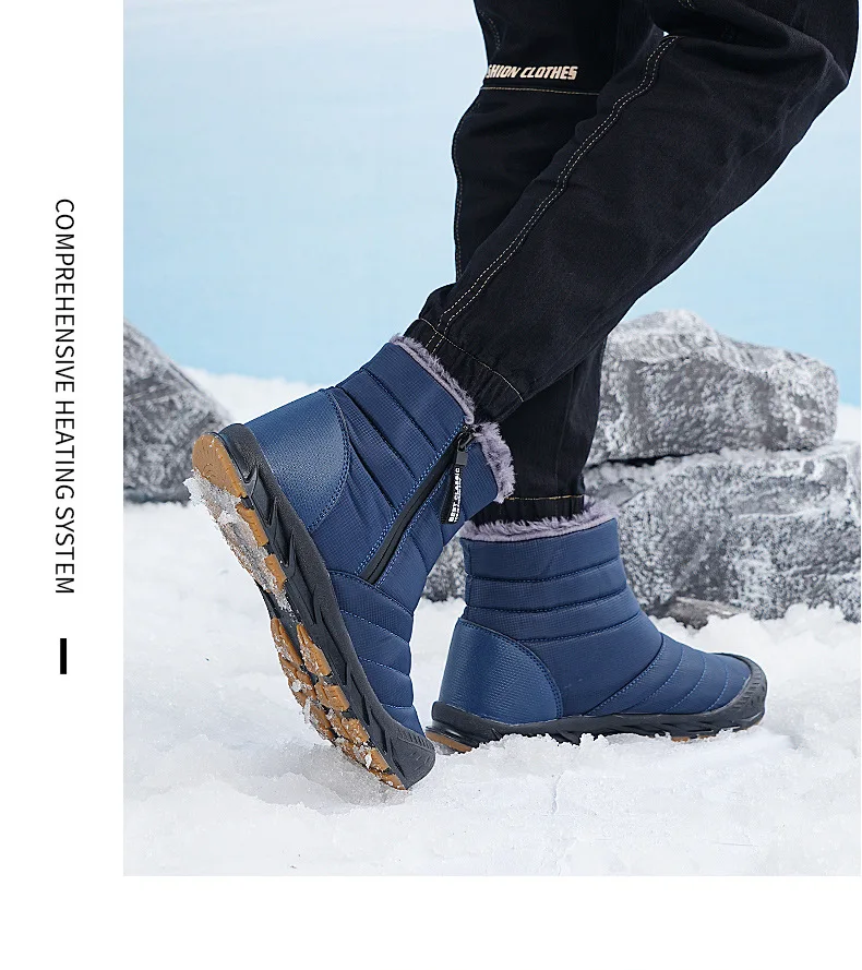 Men's Sneakers Warm Cotton Zipper Snow Ankle Boots Casual Shoes Designer Shoes Waterproof Snow Boots Mid-top Snow Boots