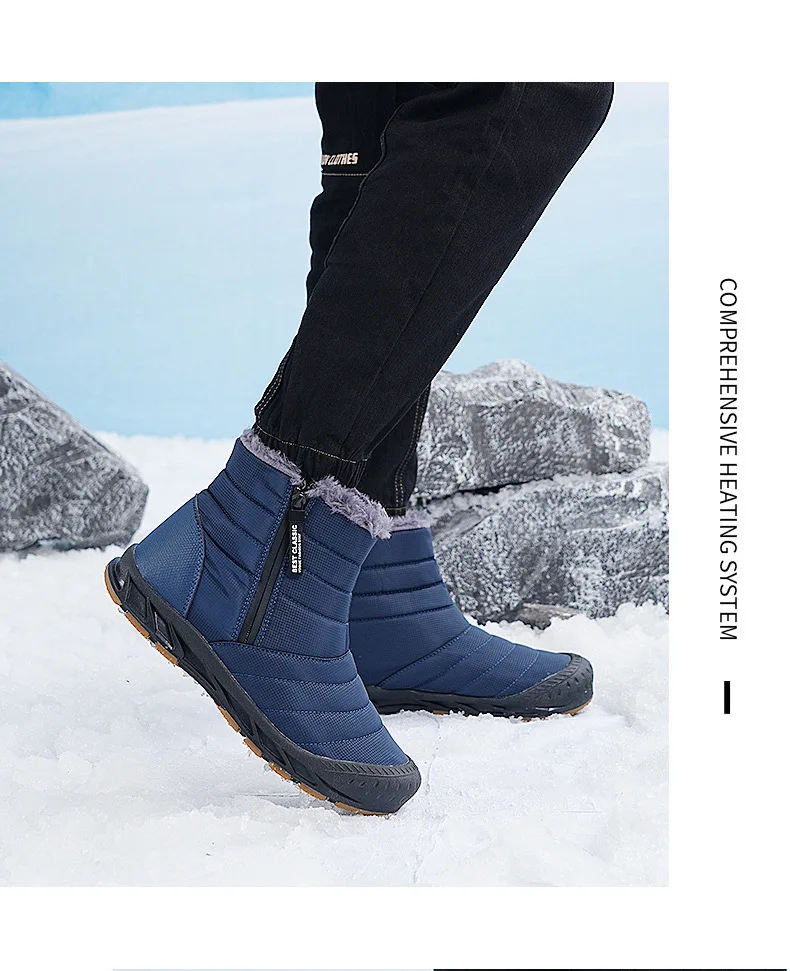 Men's Sneakers Warm Cotton Zipper Snow Ankle Boots Casual Shoes Designer Shoes Waterproof Snow Boots Mid-top Snow Boots