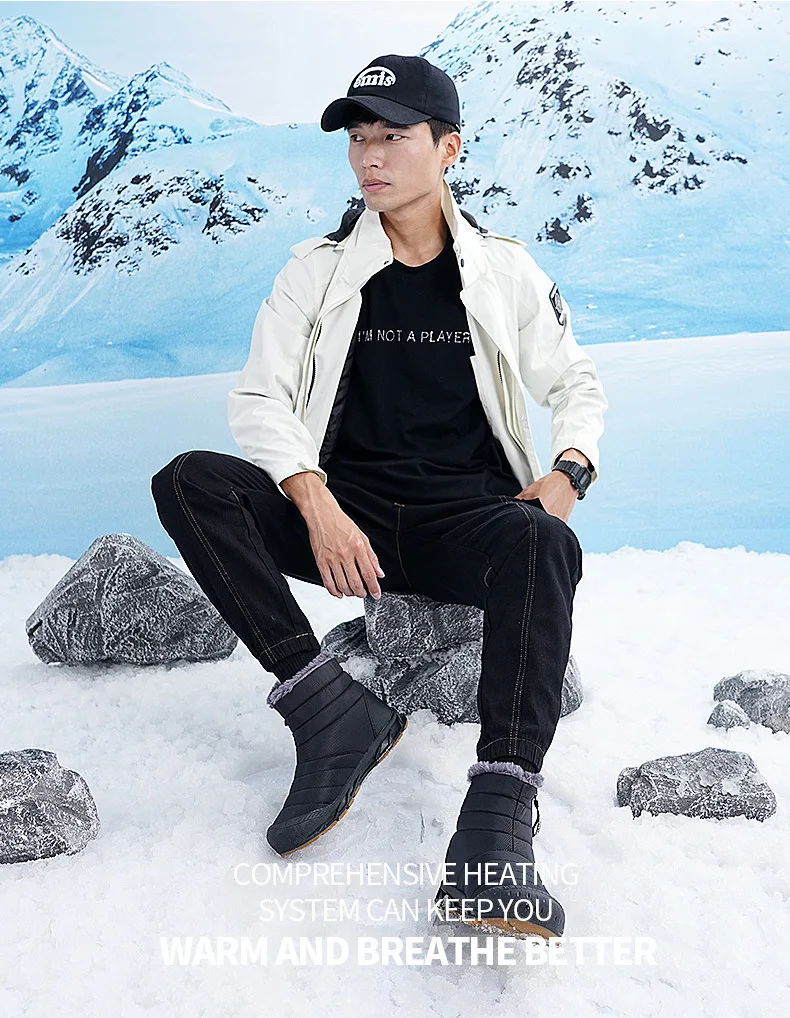 Men's Sneakers Warm Cotton Zipper Snow Ankle Boots Casual Shoes Designer Shoes Waterproof Snow Boots Mid-top Snow Boots