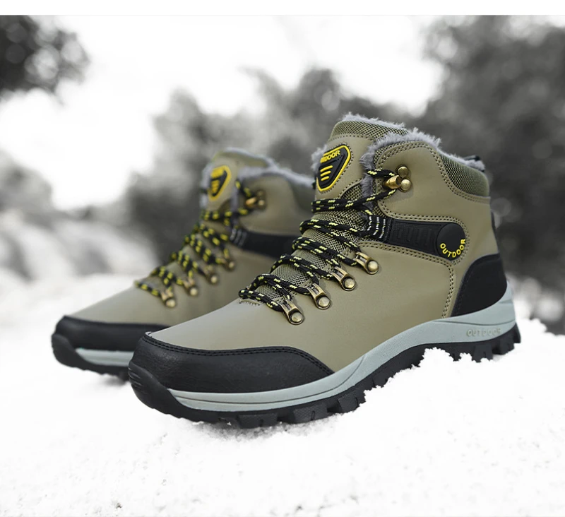 Winter Large Size Plus Velvet Thickened Warm Snow Boots Outdoor Men's High-Top Northeast Large Cotton Boots Fashionable Casual