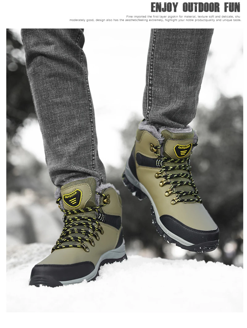 Winter Large Size Plus Velvet Thickened Warm Snow Boots Outdoor Men's High-Top Northeast Large Cotton Boots Fashionable Casual