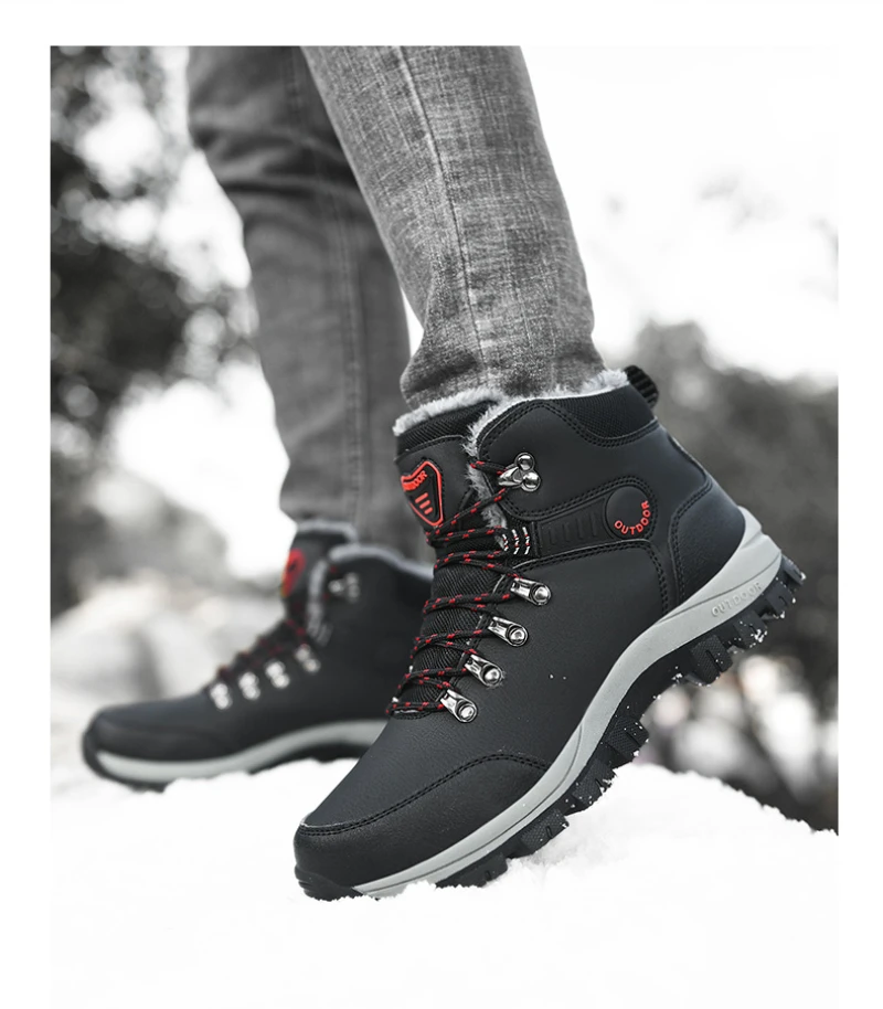 Winter Large Size Plus Velvet Thickened Warm Snow Boots Outdoor Men's High-Top Northeast Large Cotton Boots Fashionable Casual