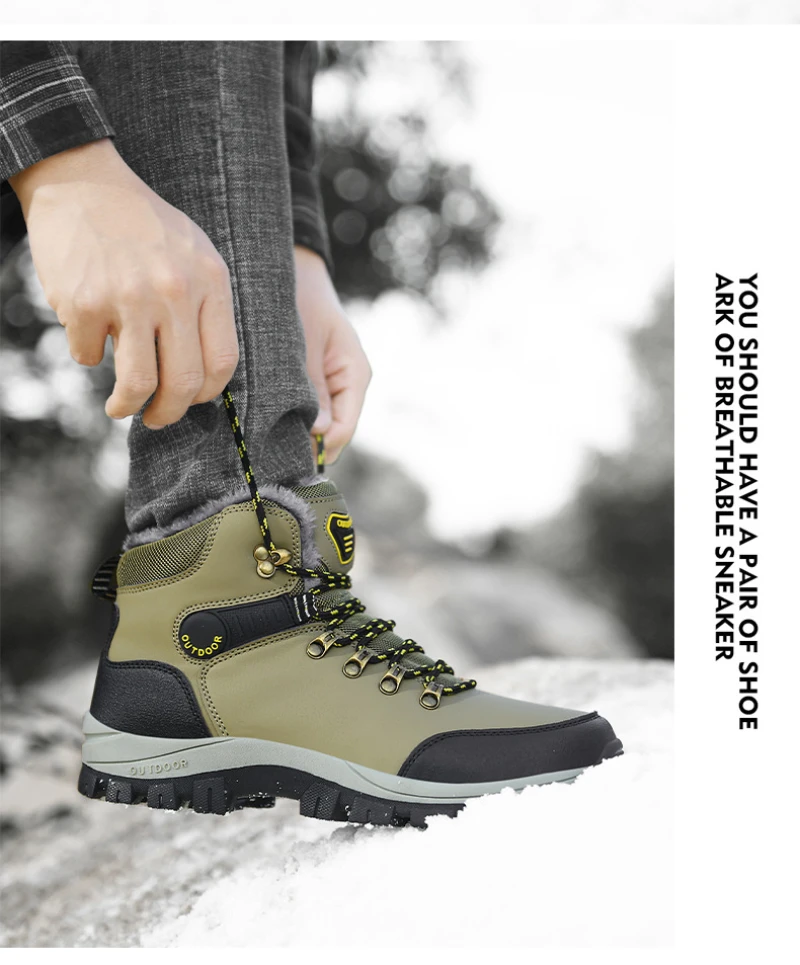Winter Large Size Plus Velvet Thickened Warm Snow Boots Outdoor Men's High-Top Northeast Large Cotton Boots Fashionable Casual