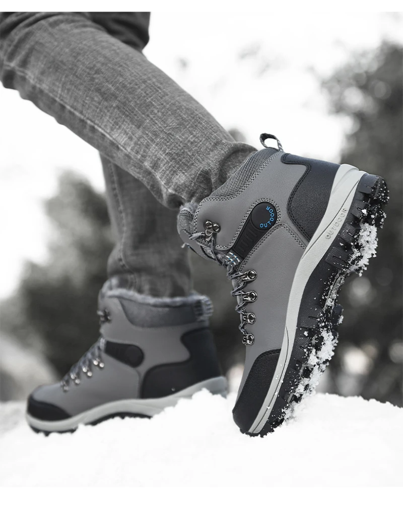 Winter Large Size Plus Velvet Thickened Warm Snow Boots Outdoor Men's High-Top Northeast Large Cotton Boots Fashionable Casual