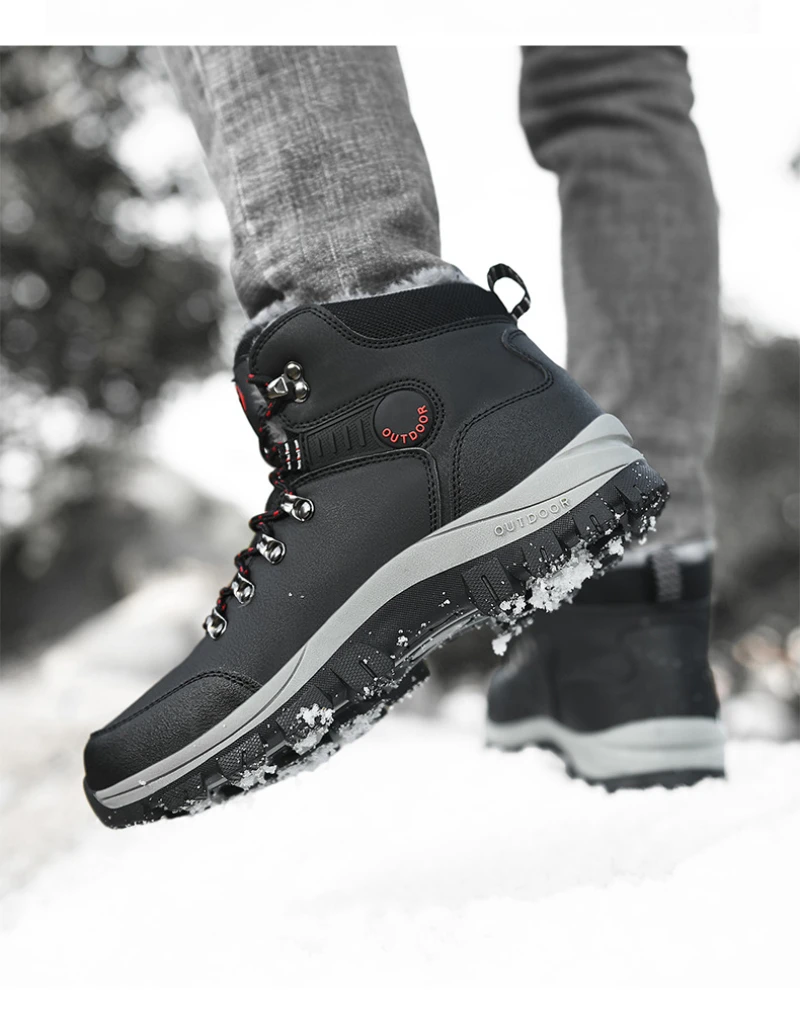 Winter Large Size Plus Velvet Thickened Warm Snow Boots Outdoor Men's High-Top Northeast Large Cotton Boots Fashionable Casual