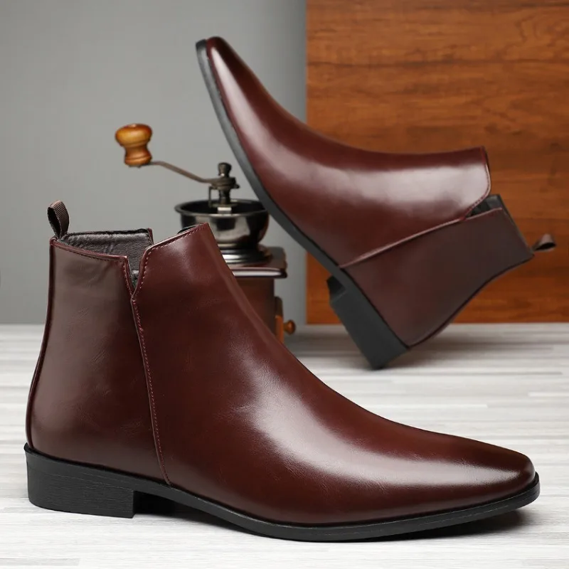 New Men's Boots Classics Chelsea Boots Luxury High Top Leather Boot Fashion Casual Ankle Boots Men Dress Boot Botas Para Hombre
