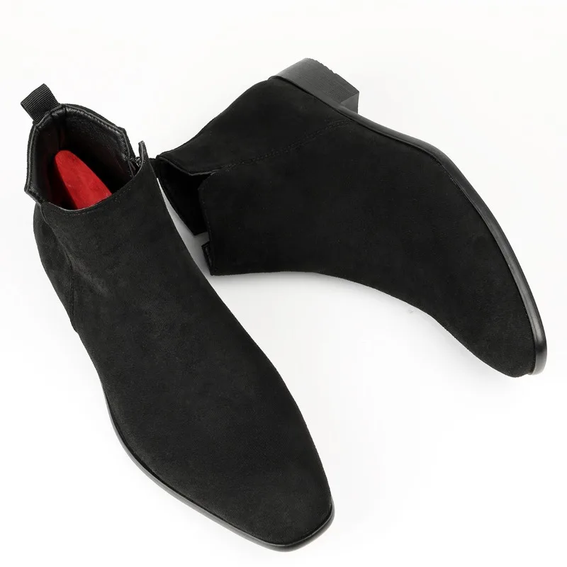 Men High Top Chelsea Boots British Style Business Leather Boots Fashion Casual Ankle Bootie Classic Business Dress Boots for Men