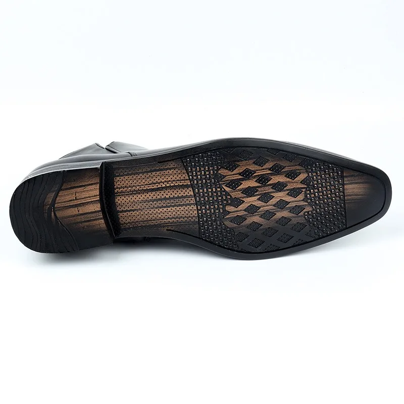 Men High Top Chelsea Boots British Style Business Leather Boots Fashion Casual Ankle Bootie Classic Business Dress Boots for Men