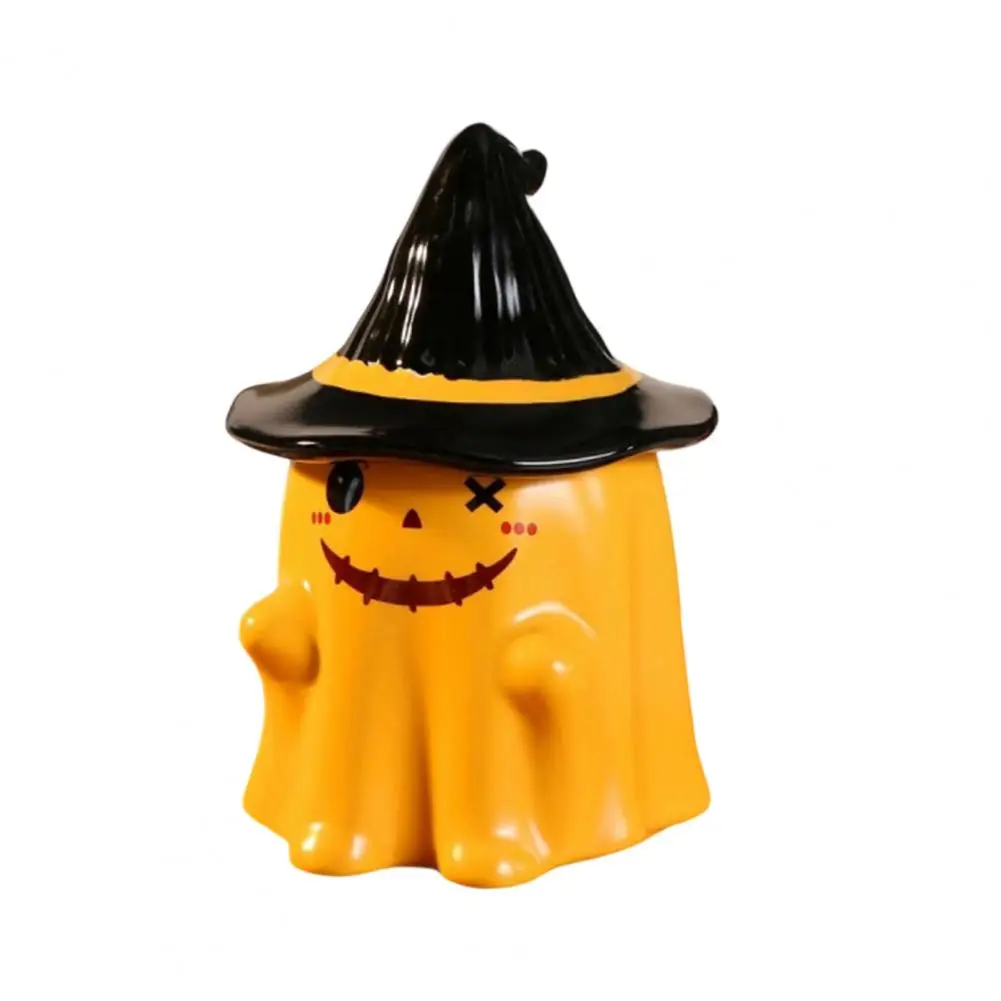 Ghost Pattern Ceramic Cup With Elf Hat Lid Halloween Theme Handmade Artwork Mug Daily Use Halloween Drinkware Party Cup Mug