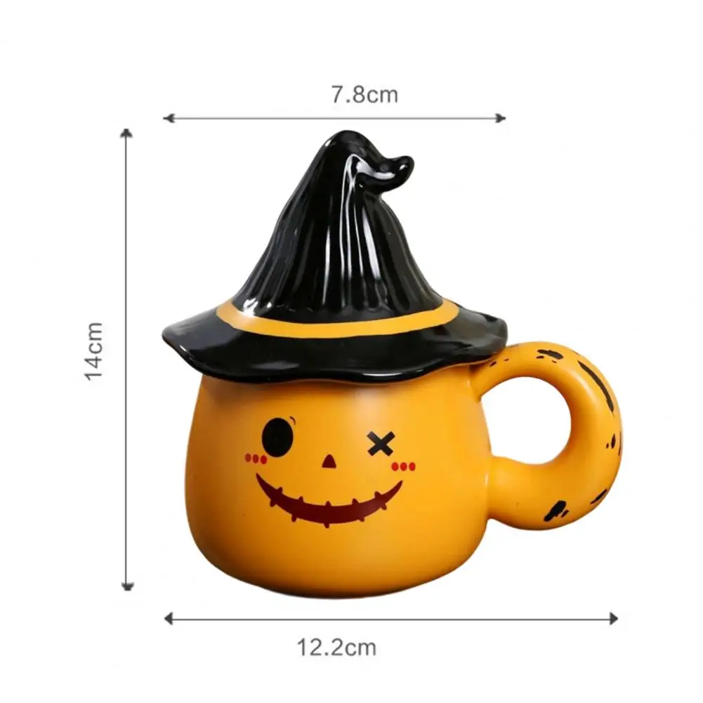 Ghost Pattern Ceramic Cup With Elf Hat Lid Halloween Theme Handmade Artwork Mug Daily Use Halloween Drinkware Party Cup Mug