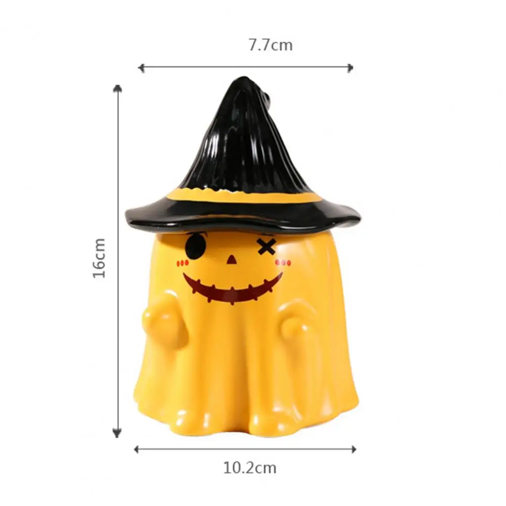 Ghost Pattern Ceramic Cup With Elf Hat Lid Halloween Theme Handmade Artwork Mug Daily Use Halloween Drinkware Party Cup Mug