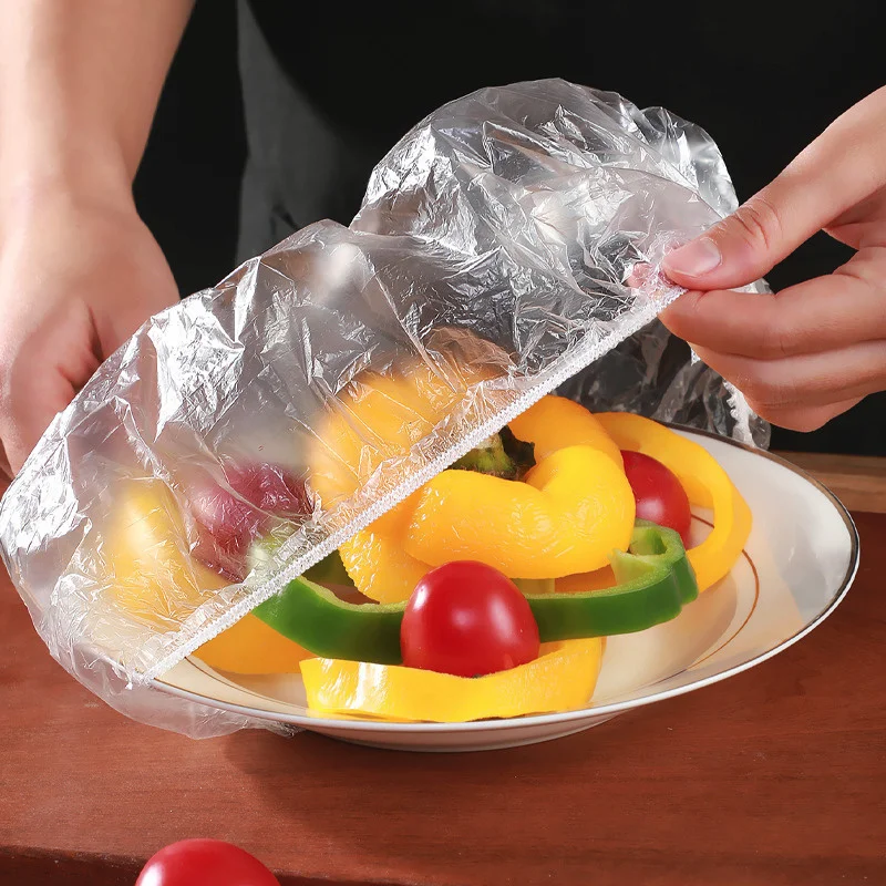 Disposable Food Cover Plastic Wrap Fruit Food Cover Bags Elastic Plastic Wrap Cover Food Grade Storage Bag Kitchen Organizer
