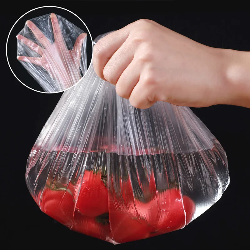 Disposable Food Cover Plastic Wrap Fruit Food Cover Bags Elastic Plastic Wrap Cover Food Grade Storage Bag Kitchen Organizer