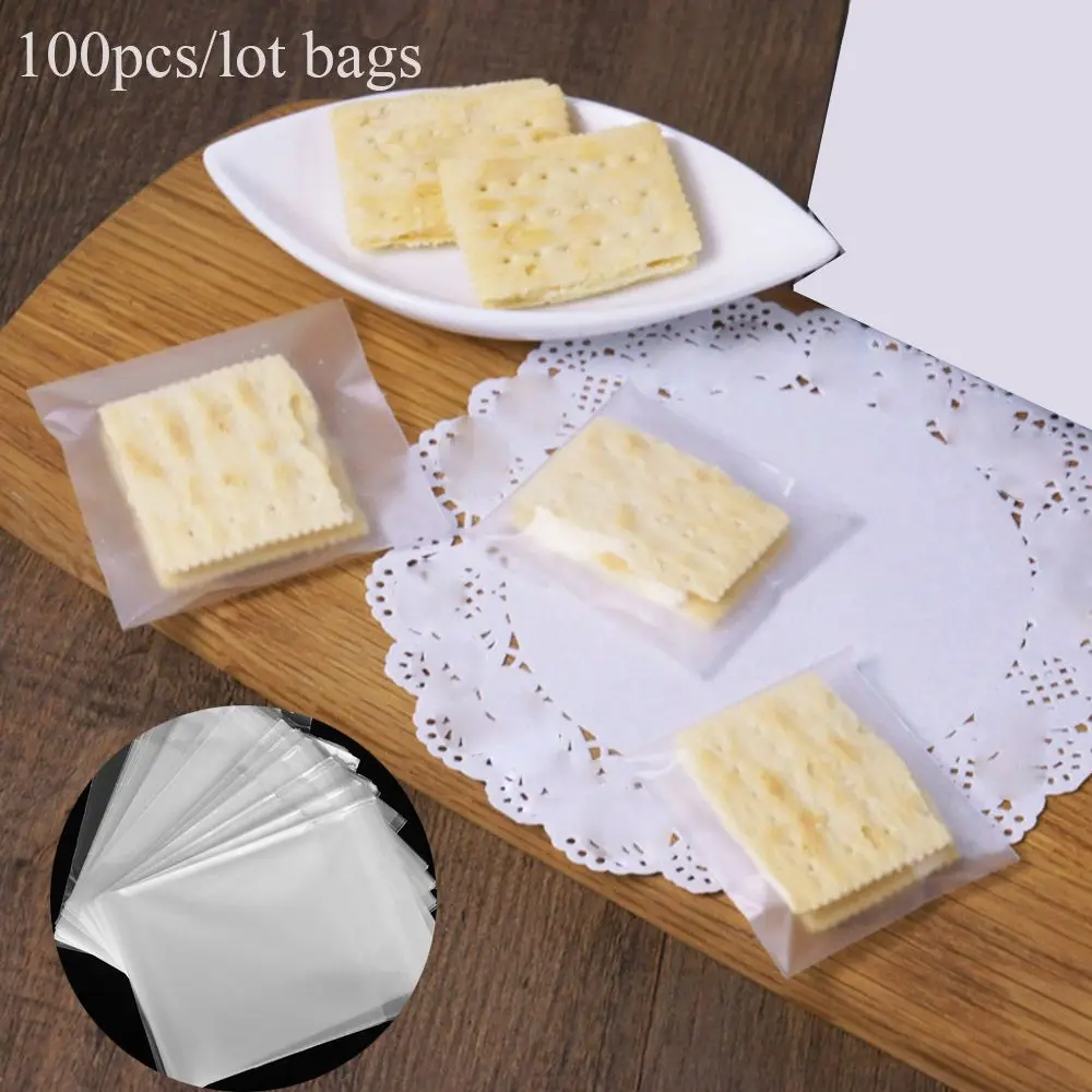 100pcs/lot Wedding Pastry Tool Candy Package Snack Decoration Self Adhesive Transparent Matte Seal OPP Cookie Bags