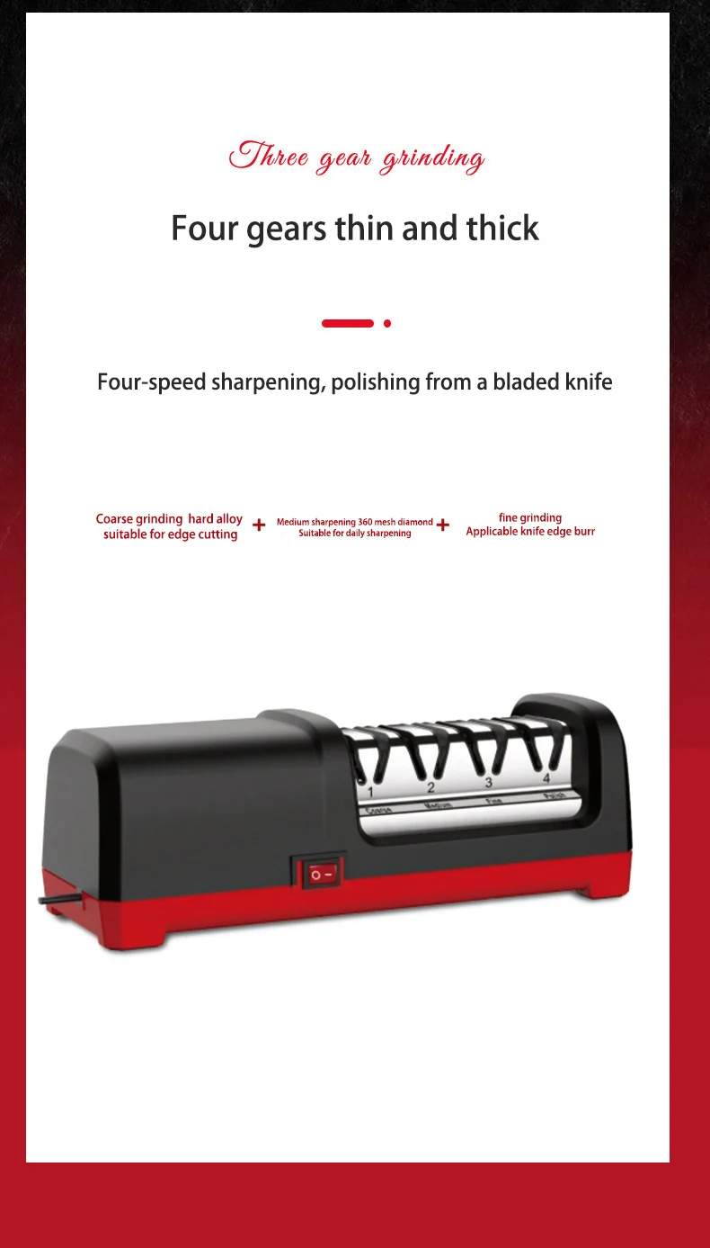 Taidea GRINDER 4 Stage Diamond Electric Knife Sharpener With 2800rpm Rotational Speed And 18W Rated Power FCC CE Certif TG2102