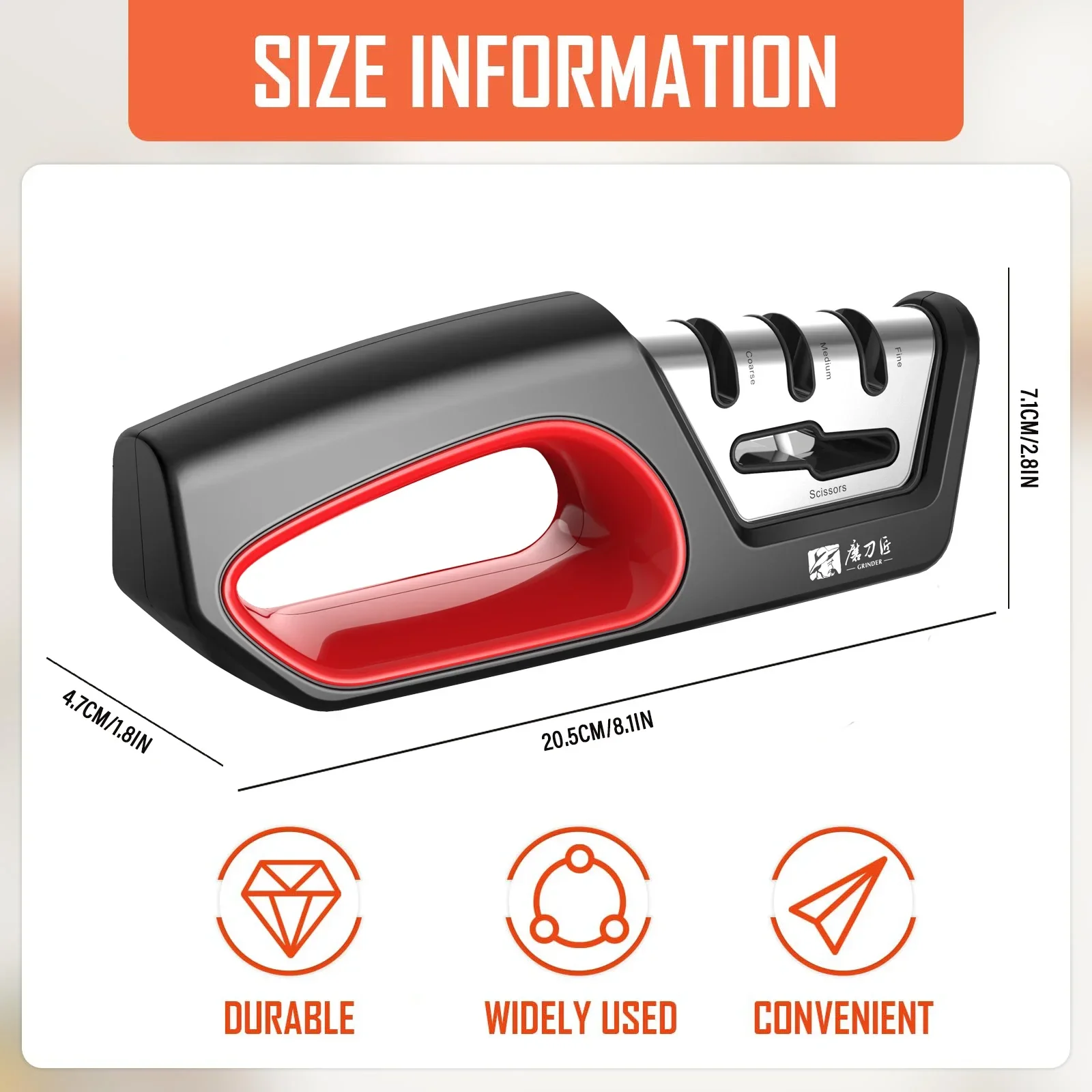 TAIDEA Professional 4-Stage Manual Knife & Scissors Sharpener Tungsten Diamond Ceramic Wheels for Home Kitchen Easy Grip & Use