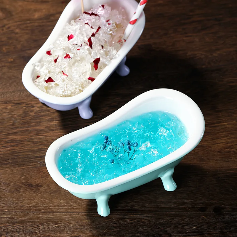 Bathtub Shape Cocktail Mug Ceramic Tableware Glassware Porcelain Molecular Container Juice Wine Cup Sorbet Smoothie Bowl