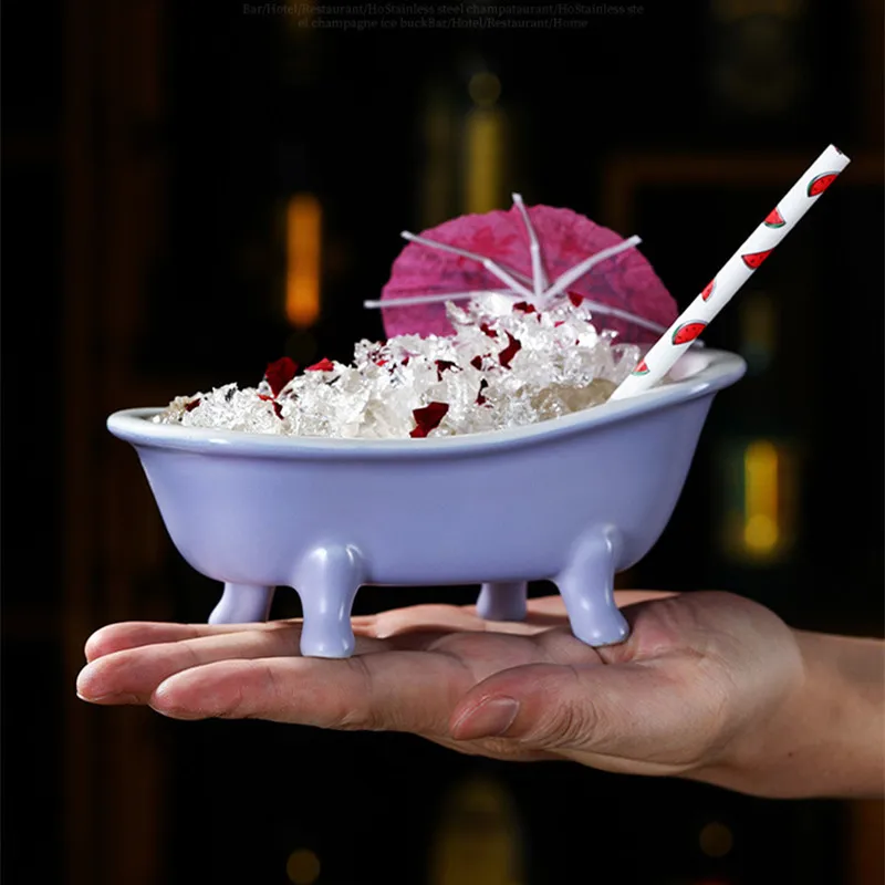 Bathtub Shape Cocktail Mug Ceramic Tableware Glassware Porcelain Molecular Container Juice Wine Cup Sorbet Smoothie Bowl