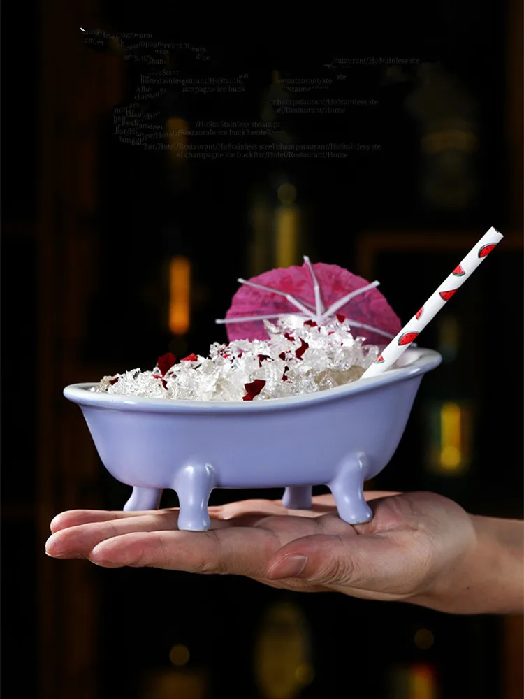 Bathtub Shape Cocktail Mug Ceramic Tableware Glassware Porcelain Molecular Container Juice Wine Cup Sorbet Smoothie Bowl