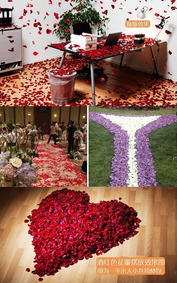 2000-100Pcs Artificial Fake Rose Petals Colorful Simulation Silk Rose Petal For Valentines Day Wedding Party Romantic Decoration