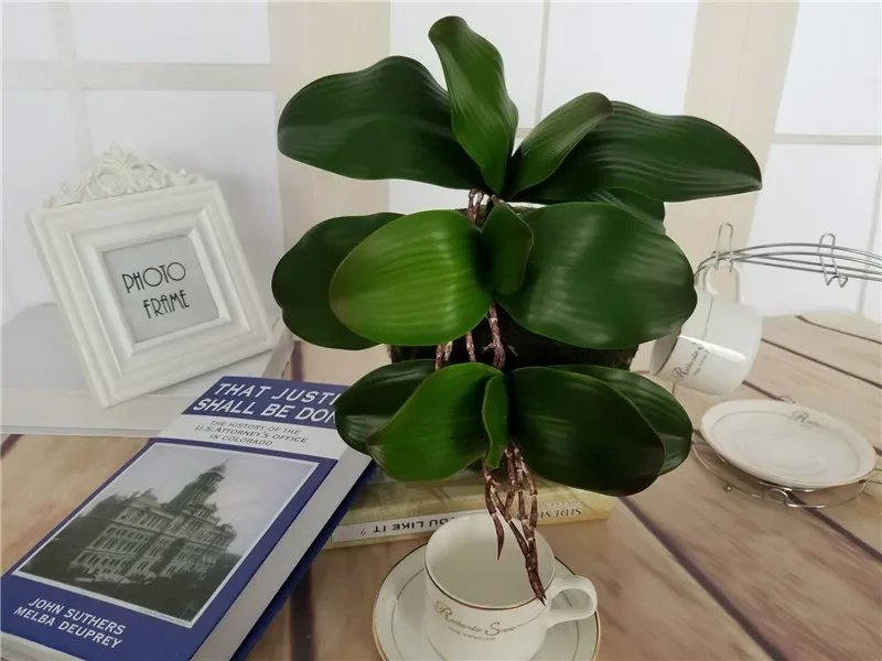Artificial Plant Leaf Real Touch Phalaenopsis Orchid Plastic Leaves Fake Plant Green Leaf Decorative Green Plant Simulation Leaf
