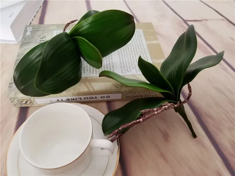 Artificial Plant Leaf Real Touch Phalaenopsis Orchid Plastic Leaves Fake Plant Green Leaf Decorative Green Plant Simulation Leaf