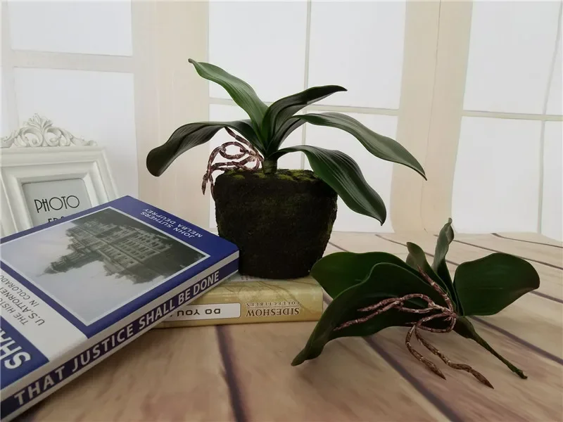 Artificial Plant Leaf Real Touch Phalaenopsis Orchid Plastic Leaves Fake Plant Green Leaf Decorative Green Plant Simulation Leaf