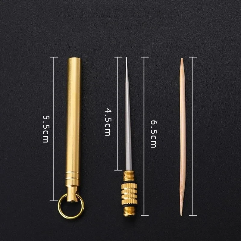 Titanium Outdoor Portable Multifunctional Toothpick Bottle Fruit Fork Camping Tool Toothpick Tube Stronger Than Dental Floss