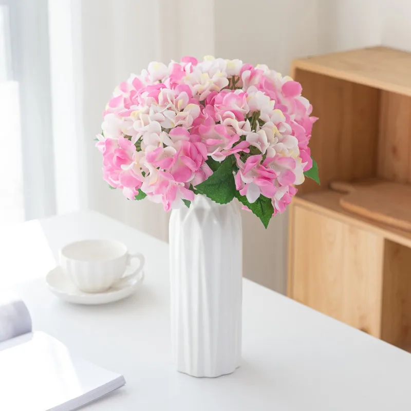 Artificial Flowers Fake Silk Hydrangea Bridal Bouquets Wedding Decorations Home Room Table Accessories Garden Party Festival DIY