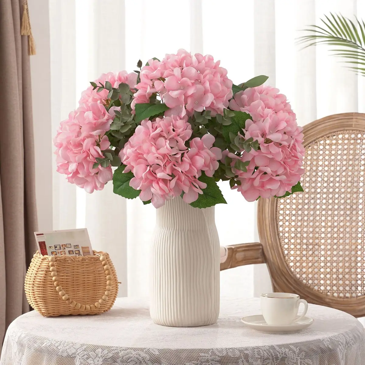 Artificial Flowers Fake Silk Hydrangea Bridal Bouquets Wedding Decorations Home Room Table Accessories Garden Party Festival DIY