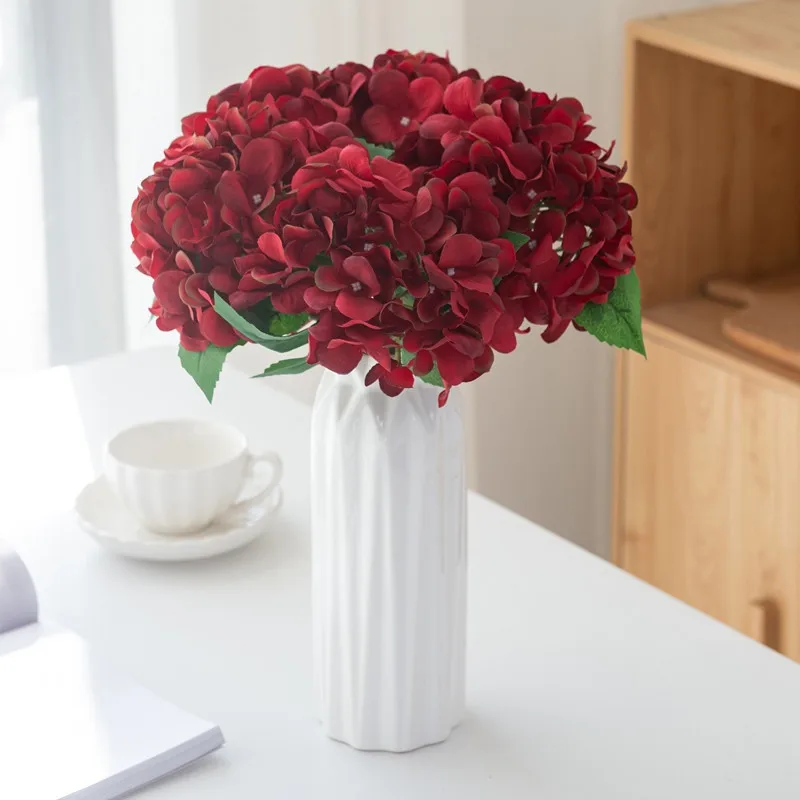 Artificial Flowers Fake Silk Hydrangea Bridal Bouquets Wedding Decorations Home Room Table Accessories Garden Party Festival DIY