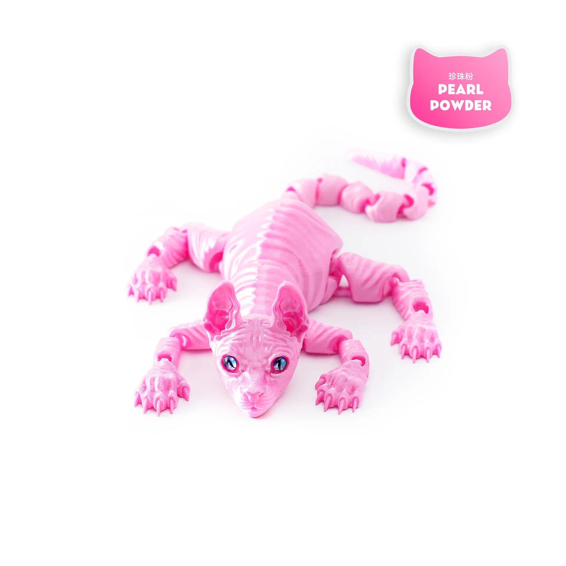 3D Printed Sphynx Cat Realistic Hairless Cat Figurine Cute 3D Printed Toy Articulated Fidget Toy for Lovers Home Decor