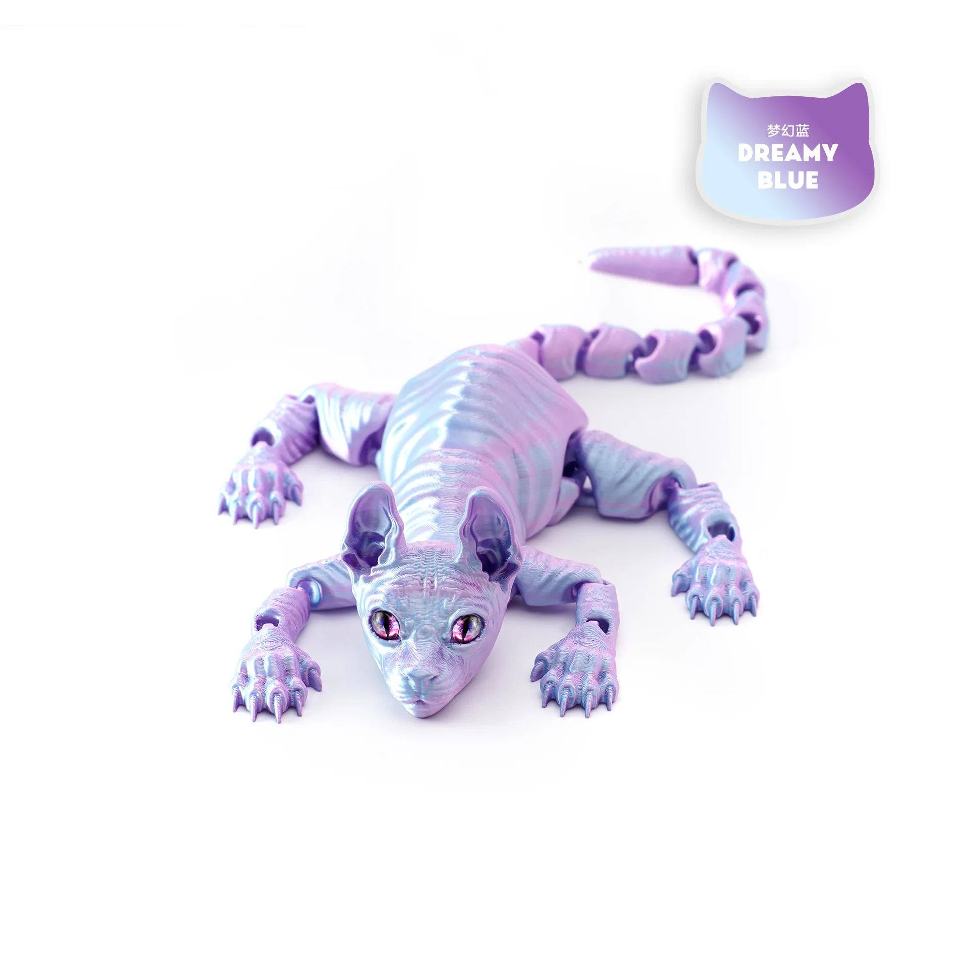 3D Printed Sphynx Cat Realistic Hairless Cat Figurine Cute 3D Printed Toy Articulated Fidget Toy for Lovers Home Decor