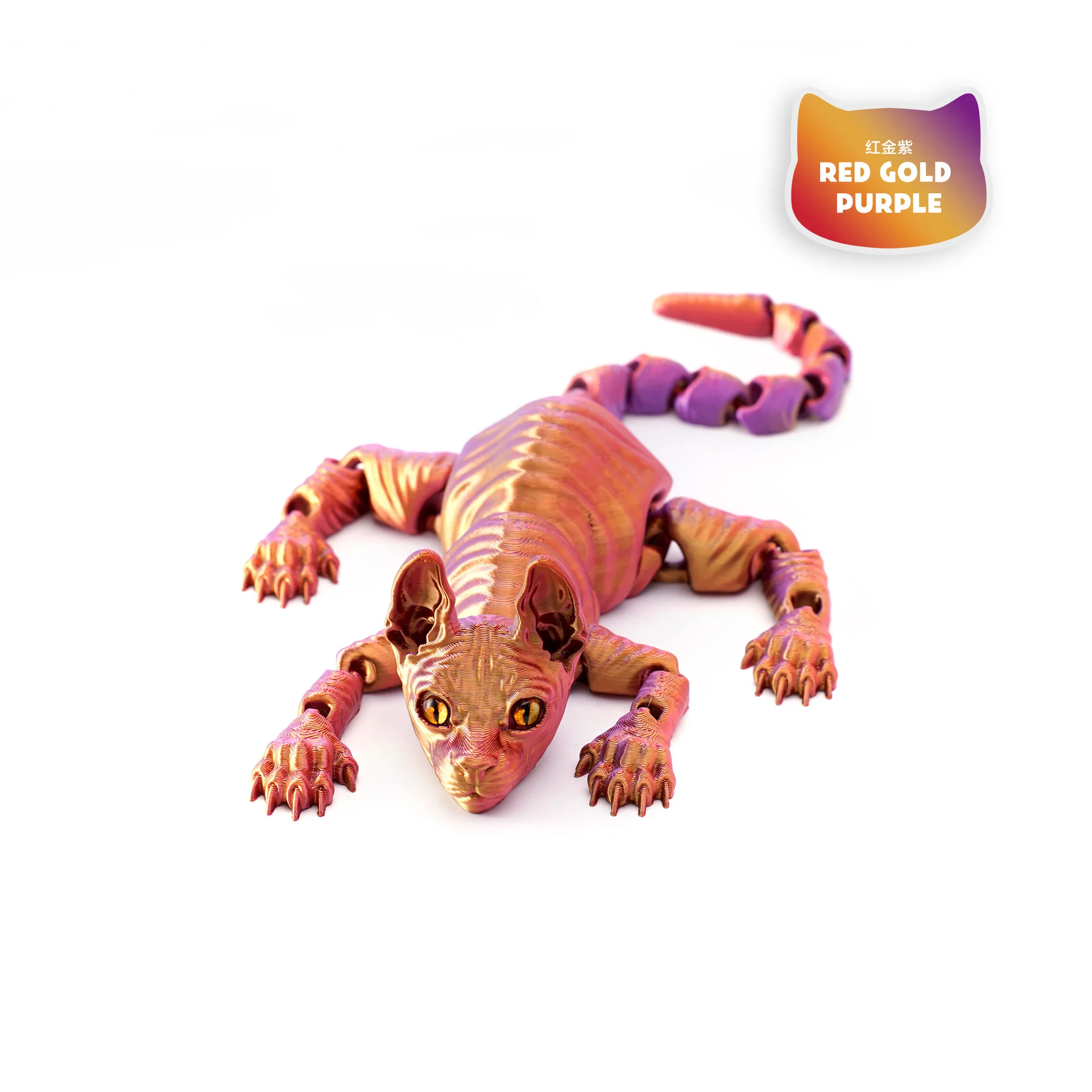 3D Printed Sphynx Cat Realistic Hairless Cat Figurine Cute 3D Printed Toy Articulated Fidget Toy for Lovers Home Decor