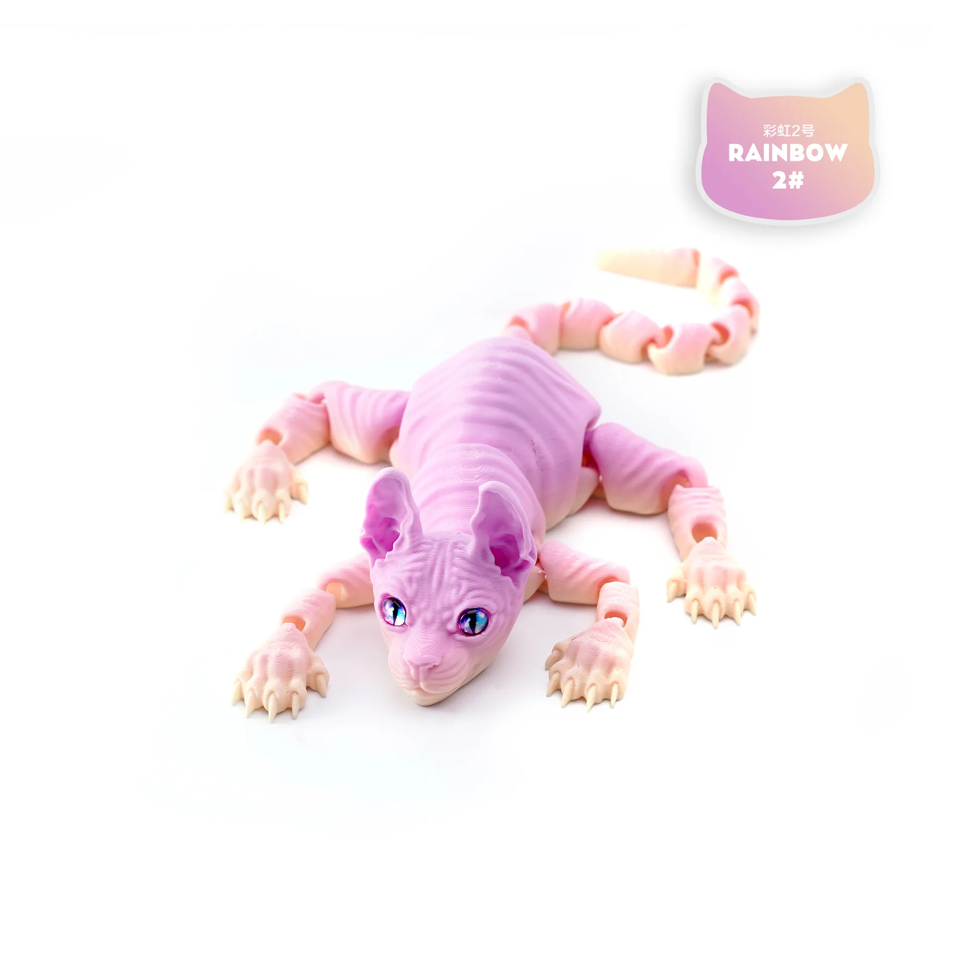 3D Printed Sphynx Cat Realistic Hairless Cat Figurine Cute 3D Printed Toy Articulated Fidget Toy for Lovers Home Decor