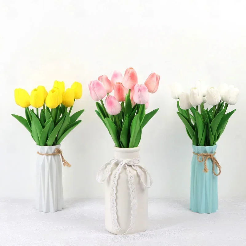 1pcs 34cm Tulip Artificial Flowers Bouquet Real Touch PE Fake Flowers for Wedding Decoration Ceremony Decor Home Garden Decor