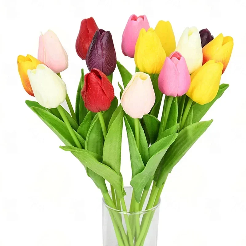1pcs 34cm Tulip Artificial Flowers Bouquet Real Touch PE Fake Flowers for Wedding Decoration Ceremony Decor Home Garden Decor