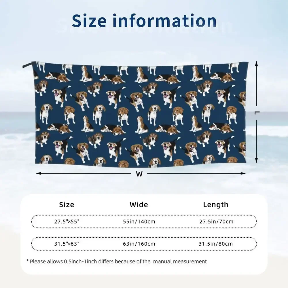 Beagle Beach Towel Soft Microfiber Quick Dry Absorbent Quick Towels For Swimming