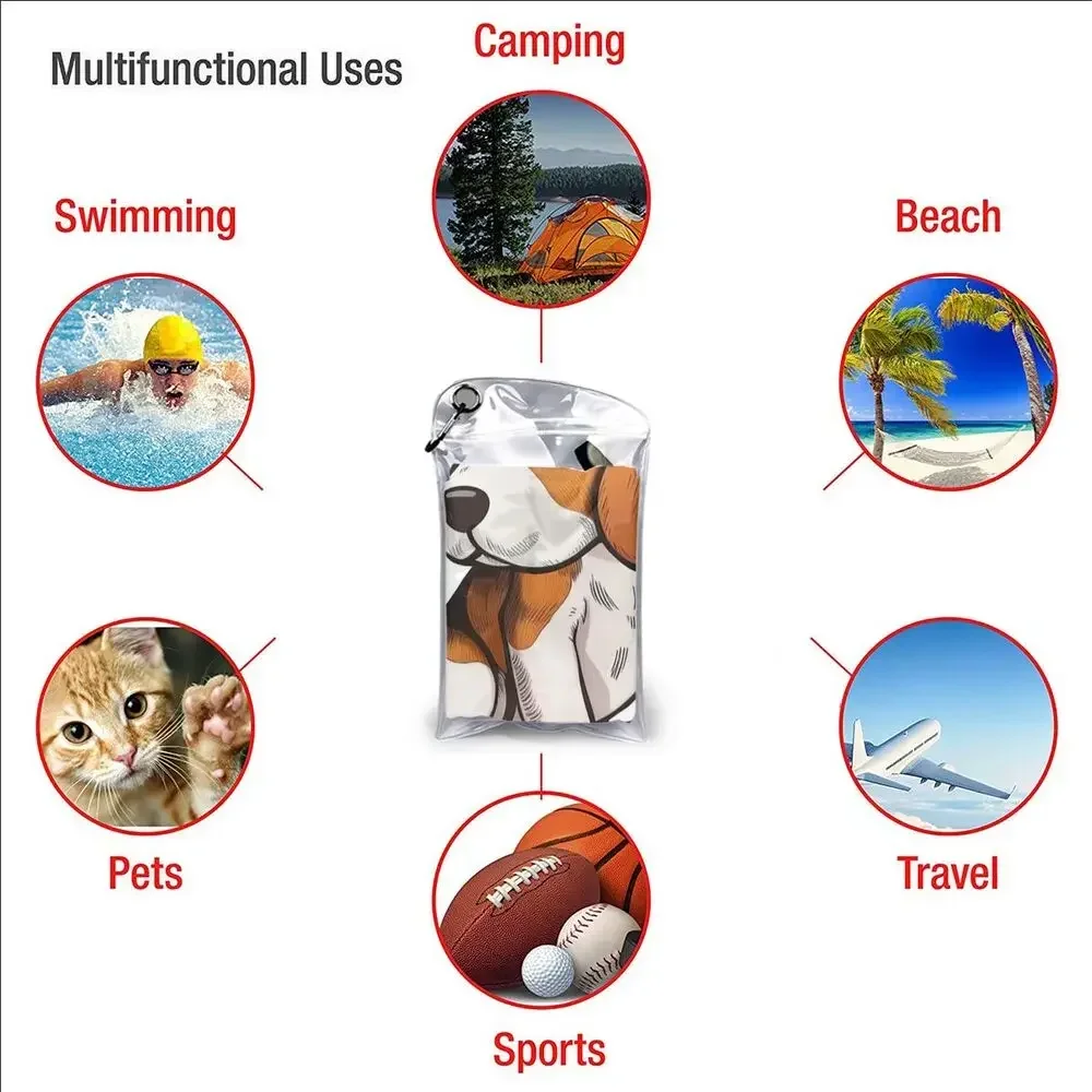 Beagle Beach Towel Soft Microfiber Quick Dry Absorbent Quick Towels For Swimming