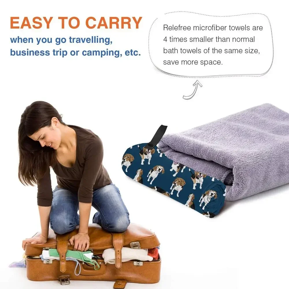 Beagle Beach Towel Soft Microfiber Quick Dry Absorbent Quick Towels For Swimming