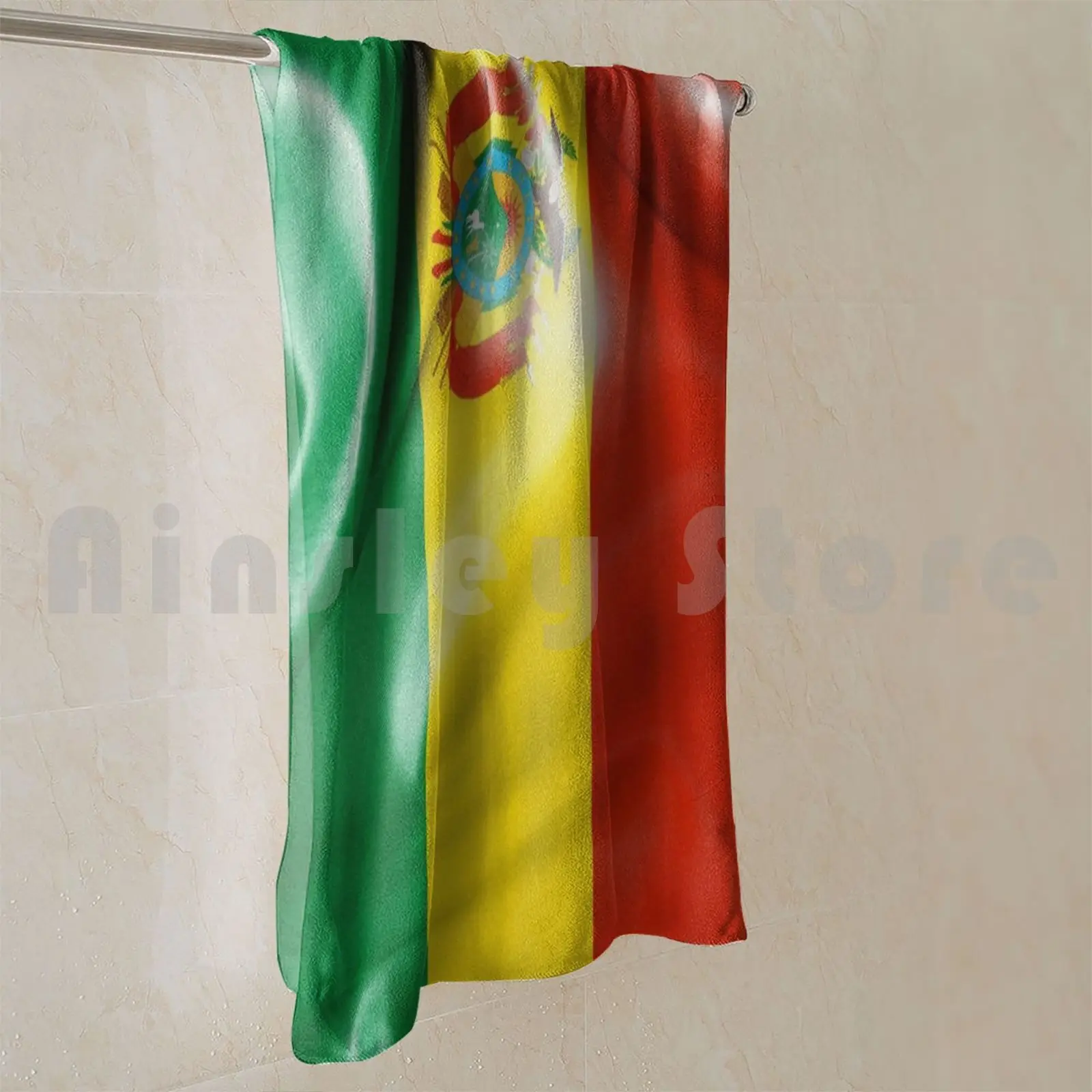 Towel Bolivia Flag 2572 Bolivia Flag Bolivian Texture Patriotic Ripple Shadow Creased