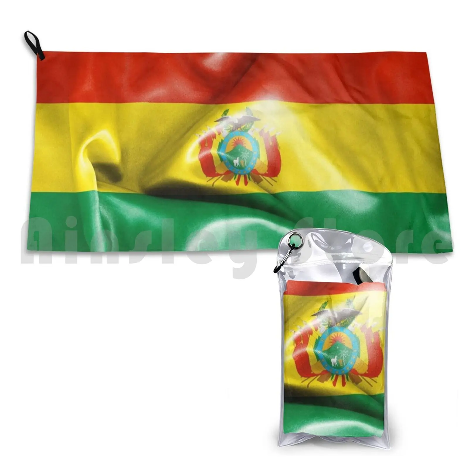 Towel Bolivia Flag 2572 Bolivia Flag Bolivian Texture Patriotic Ripple Shadow Creased