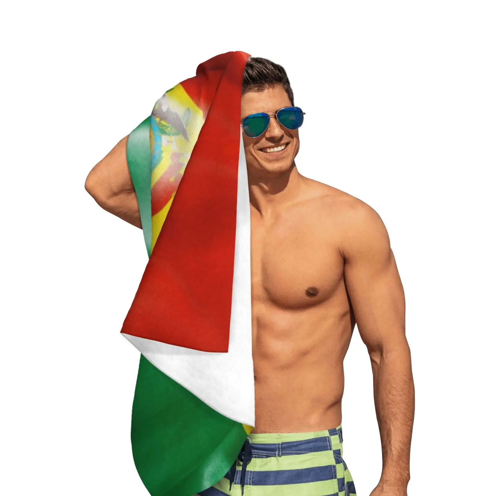 Towel Bolivia Flag 2572 Bolivia Flag Bolivian Texture Patriotic Ripple Shadow Creased