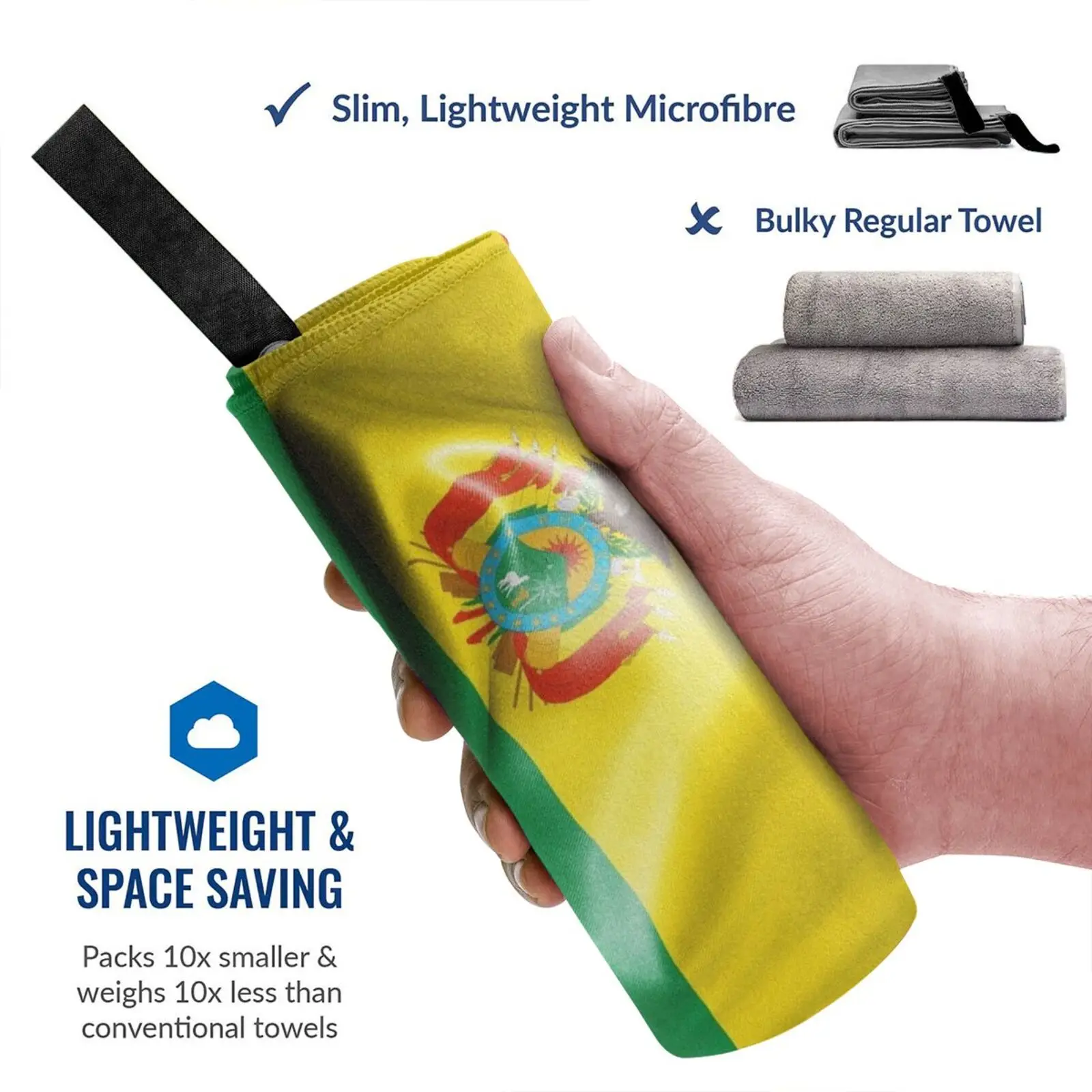 Towel Bolivia Flag 2572 Bolivia Flag Bolivian Texture Patriotic Ripple Shadow Creased