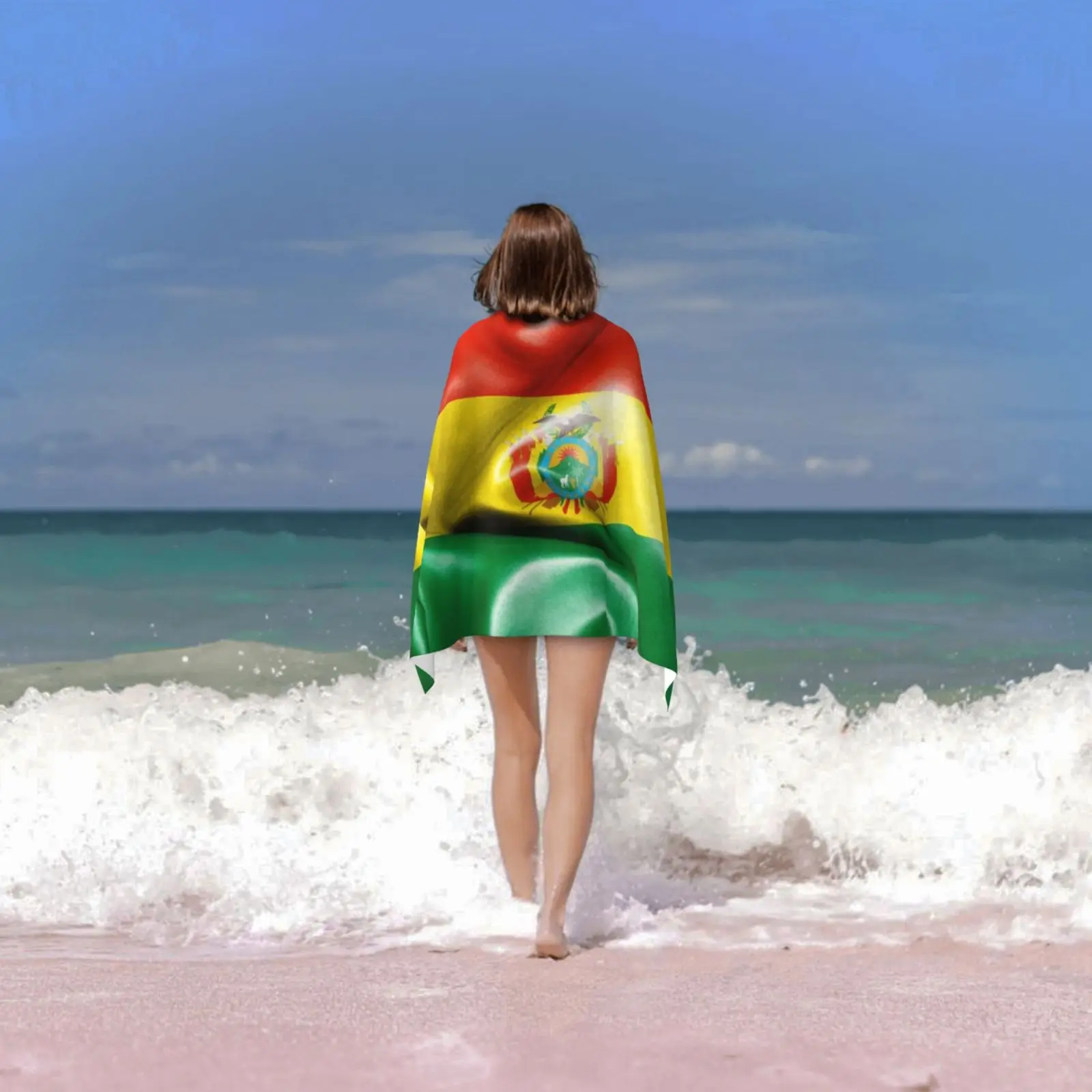 Towel Bolivia Flag 2572 Bolivia Flag Bolivian Texture Patriotic Ripple Shadow Creased