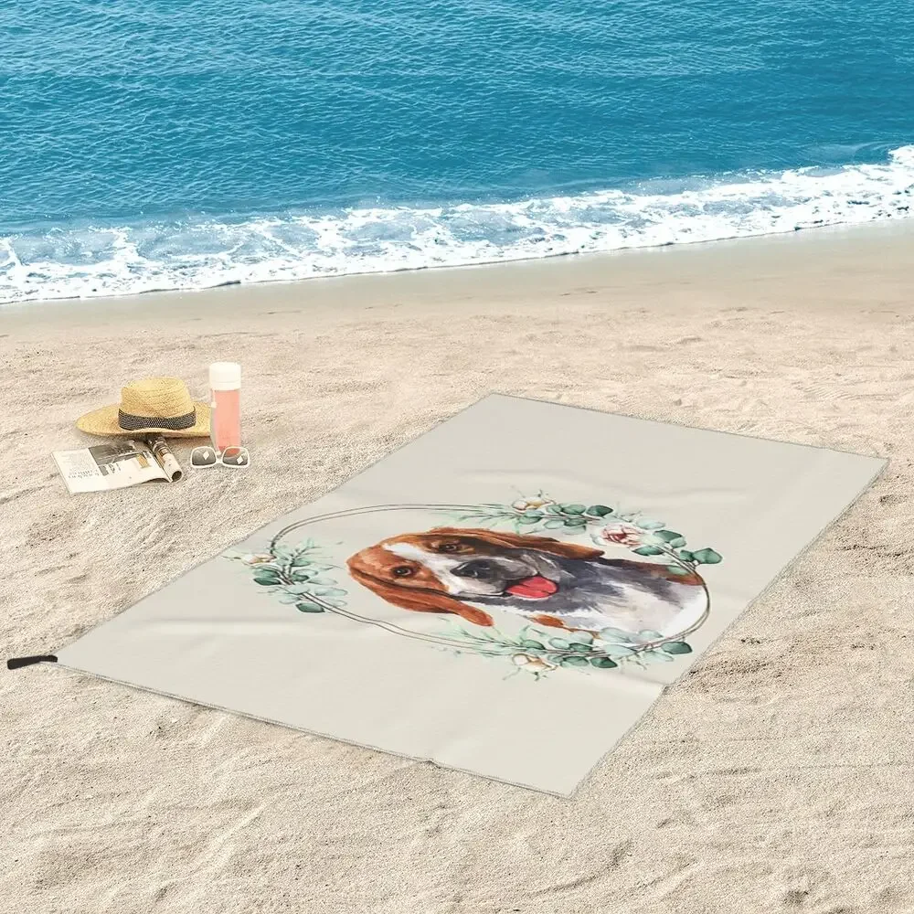 Happy Couch Dog Cute Beagle Beach Towel Soft Microfiber Quick Dry Absorbent Quick Towels For Bath