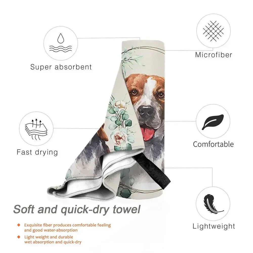 Happy Couch Dog Cute Beagle Beach Towel Soft Microfiber Quick Dry Absorbent Quick Towels For Bath