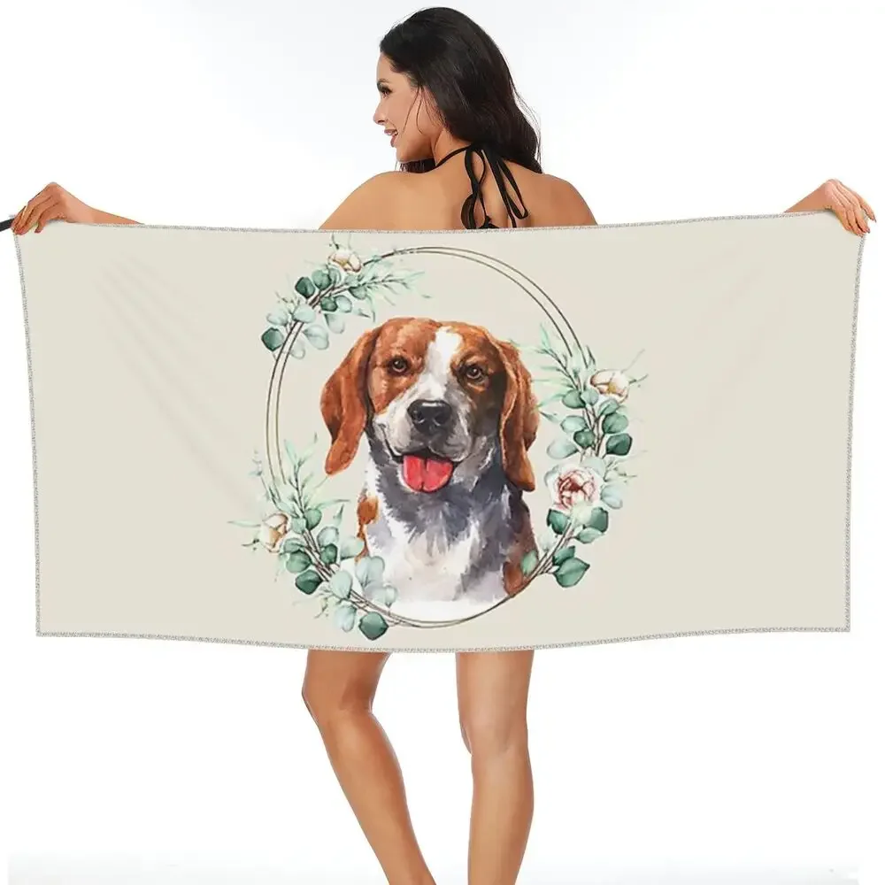 Happy Couch Dog Cute Beagle Beach Towel Soft Microfiber Quick Dry Absorbent Quick Towels For Bath