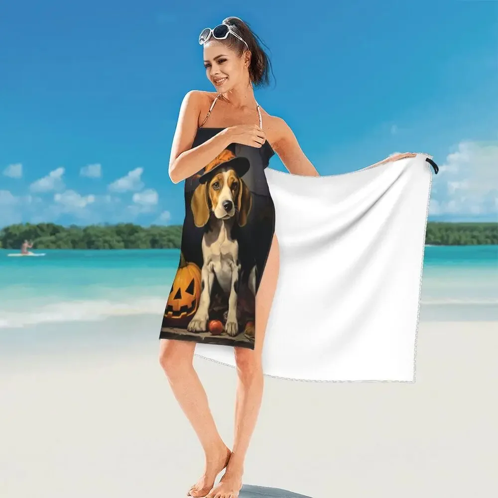 Happy Couch Dog Cute Beagle Beach Towel Soft Microfiber Quick Dry Absorbent Quick Towels For Bath