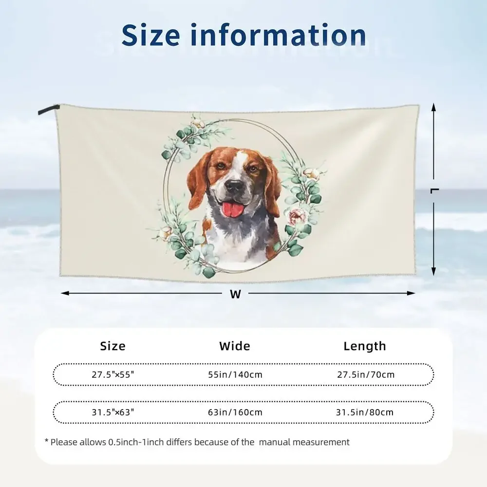 Happy Couch Dog Cute Beagle Beach Towel Soft Microfiber Quick Dry Absorbent Quick Towels For Bath